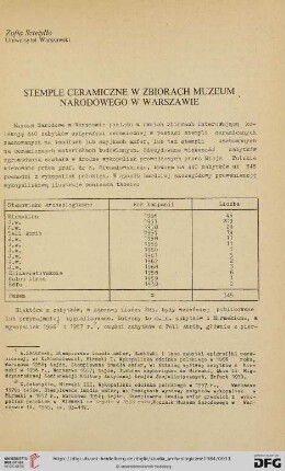 Stemple ceramiczne w zbiorach Muzeum Narodowego w Warszawie