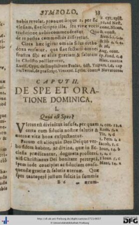 Caput II. De Spe Et Oratione Dominica.