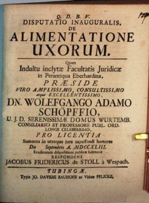 Disp. inaug. de alimentatione uxorum