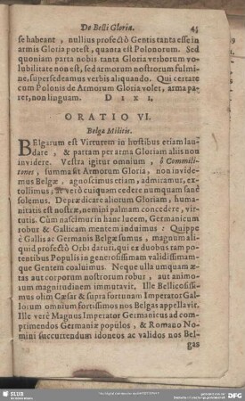 Oratio VI. Belgae Militis