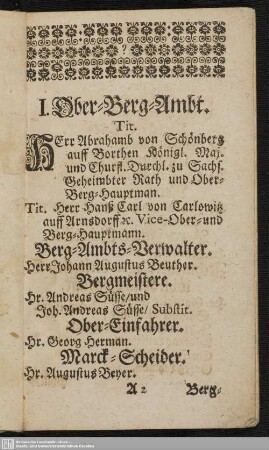I. Ober-Berg-Ambt