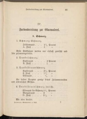 IV. Farbenbereitung zur Glasmalerei.