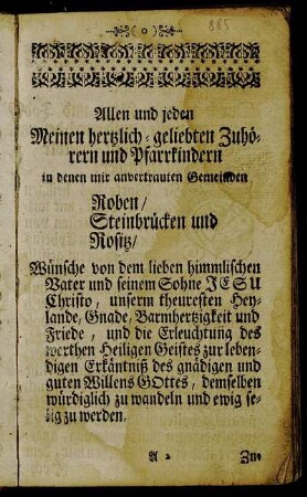 Allen und jeden Meinen herzlich-geliebten Zuhörern und Pfarrkindern in denen mir anvertrauten Gemeinden...