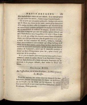Section XIII. De l' Instruction, de la Lettre de créance, du Pleinpouvoir du Ministre