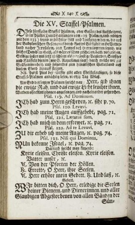 Die XV. Staffel-Psalmen. - Litaney Von allen lieben Heiligen Gottes.