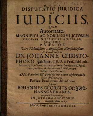 Disputatio Iuridica De Iudiciis