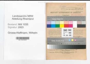 Entnazifizierung Wilhelm Grosse-Kleffmann , geb. 07.02.1891 (Markenmeister)