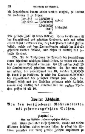 Zweiter Abschnitt. Von den verschiedenen Rechnungsarten mit zusammengesetzten Größen.