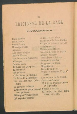 Ediciones de la casa : Payadores