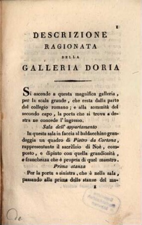 Descrizione ragionata della Galleria Doria