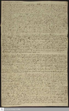 Reisetagebuch von Immanuel Gottfried Holzberg an Johann Ludwig Schulze.