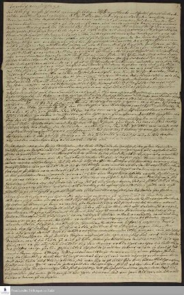 Reisetagebuch von Immanuel Gottfried Holzberg an Johann Ludwig Schulze.