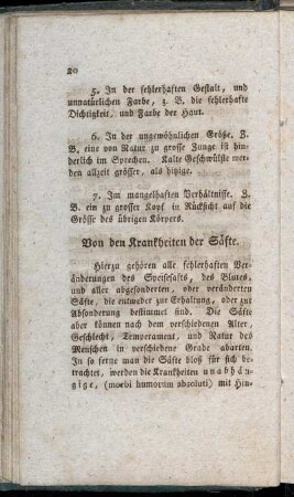 Von den Krankheiten der Säfte.