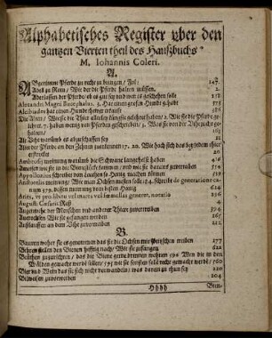 Alphabetisches Register uber den gantzen Vierten theil des Haußbuchs