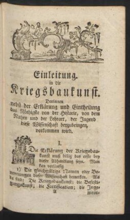 Einleitung in die Kriegsbaukunst.