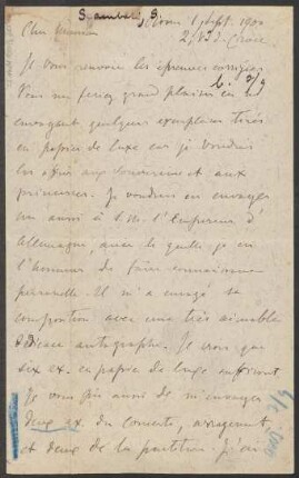 Brief an B. Schott's Söhne : 01.09.1900