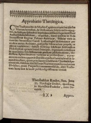 Approbatio Theologica.