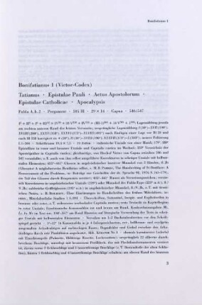 Bonifatianus 1 (Victor-Codex). Tatianus, Epistulae Pauli, Actus Apostolorum, Epistulae Catholicae, Apocalypsis