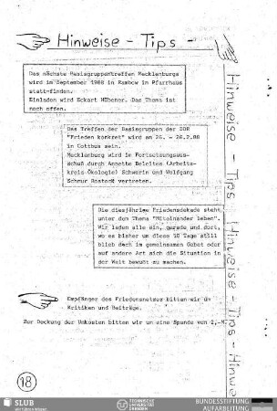 Hinweise, Tips