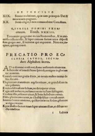 Precatio Pro Ecclesia Cathol. Secundum Alphabeti literas.