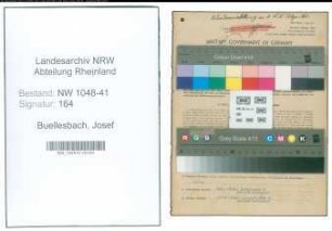 Entnazifizierung Josef Buellesbach , geb. 11.07.1903 (Polizist)