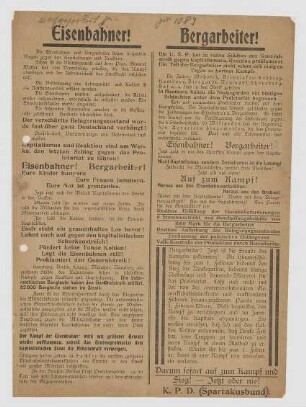 "Eisenbahner! Bergarbeiter!"