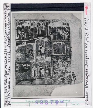 Paris, Bibliothèque Nationale: Nouv. acq. lat. 2334 (Ashburnham-Pentateuch), fol. 25r, Jakob und Esau