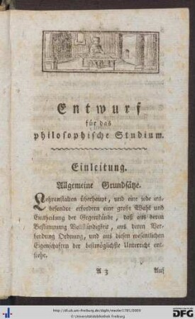 Entwurf für das philosophische Studium.