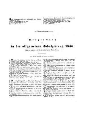 Verzeichnis der in der allgemeinen Schulzeitung 1846 angezeigten und beurtheilten Schriften