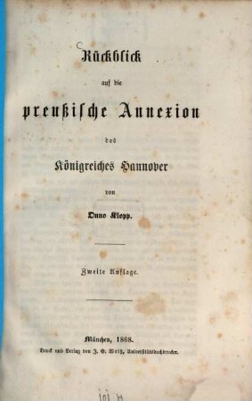 Rückblick auf die preußische Annexion des Königreiches Hannover