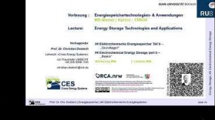 Energiespeichertechnologien- & Anwendungen: 4 b. Elektrochemische Energiespeicher - Grundlagen