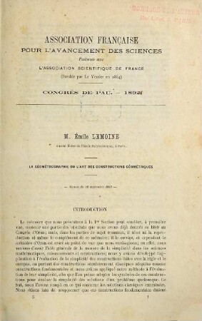 (Opuscules géométriques), [32]. La géométrographie ou l'art des constructions géométriques