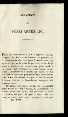 Relazione sui Pozzi Artesiani.