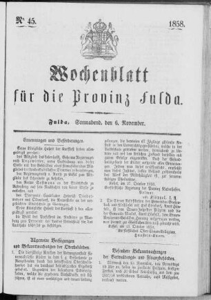 Nr. 45, Ausgabe vom 6. November 1858