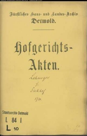 Lahmeyer, Friedr. in Bremen gegen Joh. Konrad Diekhof in Schötmar - Schuldforderung