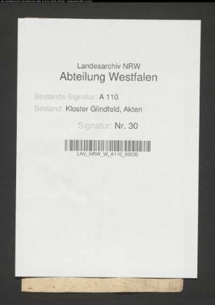 Rechnung über am Kloster Glindfeld ausgeführte Arbeiten.