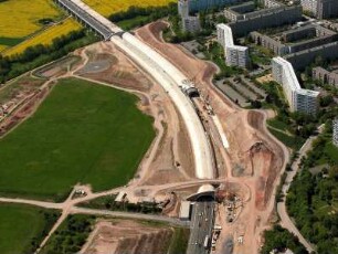 Jena, Autobahn A 4, Neubau Lobdeburg-Tunnel