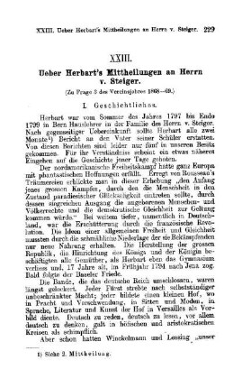 Ueber Herbart's Mittheilungen an Herrn v. Steiger : (zu Frage 3 des Vereinsjahres 1868 - 69)