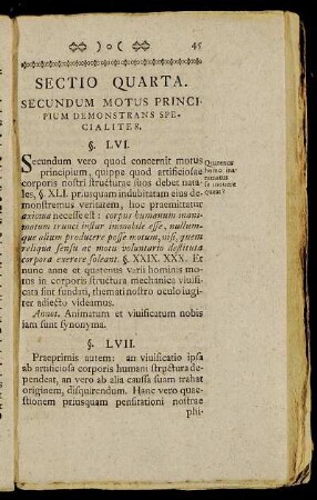 Sectio Quarta. Secundum Motus Principium Demonstrans Specialiter.