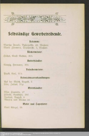 Berufsklassen und Gewerbebetriebe : Selbständige Gewerbetreibende