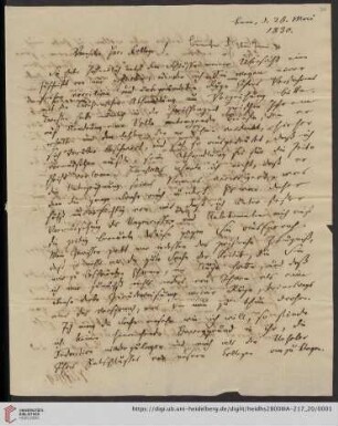 Korrespondenz Karl Immanuel Nitzsch / Carl Ullmann: Brief von Karl Immanuel Nitzsch an Carl Ullmann