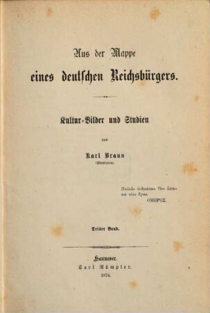 Aus der Mappe eines deutschen Reichsbürgers : Kultur-Bilder und Studien, 3.