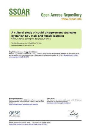 A cultural study of social disagreement strategies by Iranian EFL male and female learners