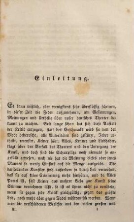 Kritische Schriften : zum erstenmale gesammelt und mit einer Vorrede herausgegeben, 3. Dramaturgische Blätter, erster Theil