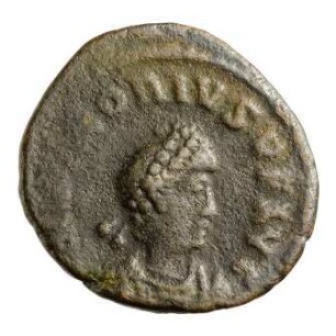 Münze, Aes 4, 15. Mai 392 bis 17. Januar 395 n. Chr.