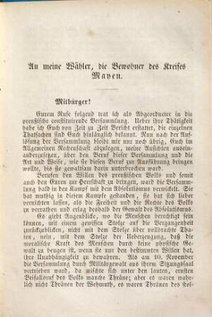 Der Kampf der Demokratie und des Absolutismus in der Preußischen constituirenden Versammlung 1848 : Rechenschaftsbericht an seine Wähler