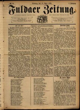 Ausgabe vom Sonntag, den 13. April 1890.
