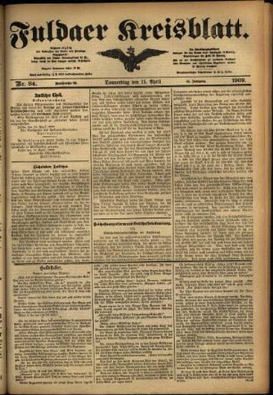 Ausgabe vom Donnerstag, den 15. April 1909.