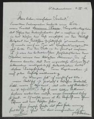 Brief von Fritz Brehmer an Gerhart Hauptmann