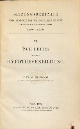 Zur Lehre von der Hypothesenbildung